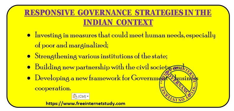 RESPONSIVE GOVERNANCE STRATEGIES in THE INDIAN CONTEXT